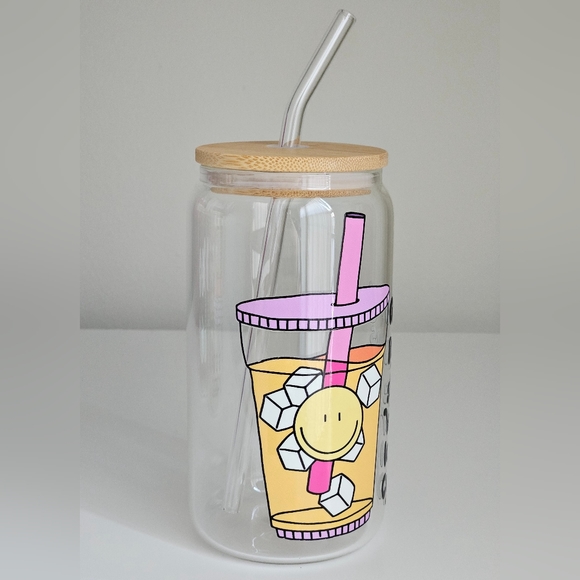 Great Days with Iced Coffee 16oz Clear Libbey Glass Tumbler - Picture 2 of 6